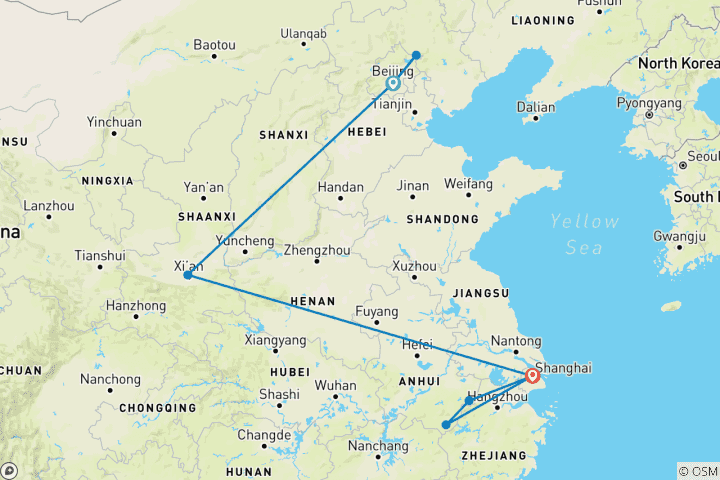 Map of North China Getaway (8 destinations)