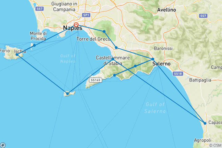 Carte du circuit La magie du golfe de Naples - Capri, Ischia et la mer