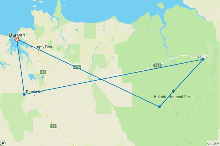 Carte du circuit Le meilleur de Kakadu et de Litchfield - 3 jours