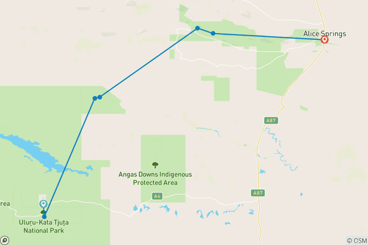 Carte du circuit Kings Canyon & West MacDonnell Explorer - 3 jours