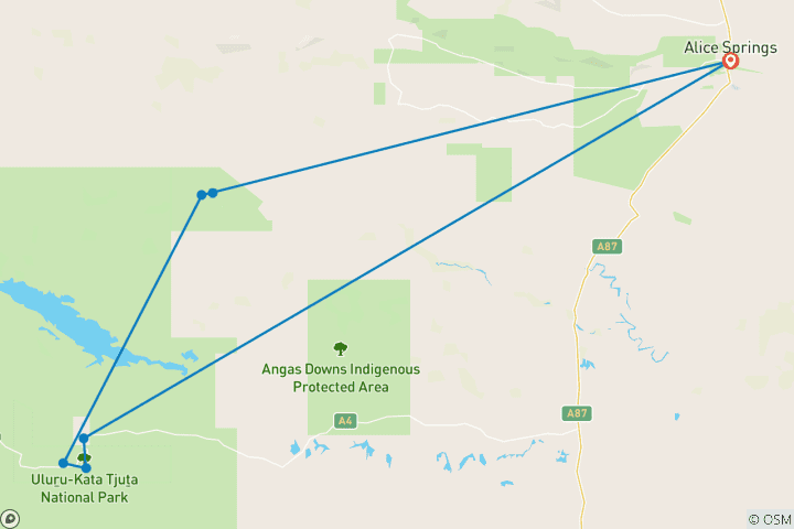Map of Central Australia Camping Adventure - 4 days