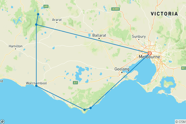 Carte du circuit Le meilleur de la Great Ocean Road et des Grampians - 3 jours