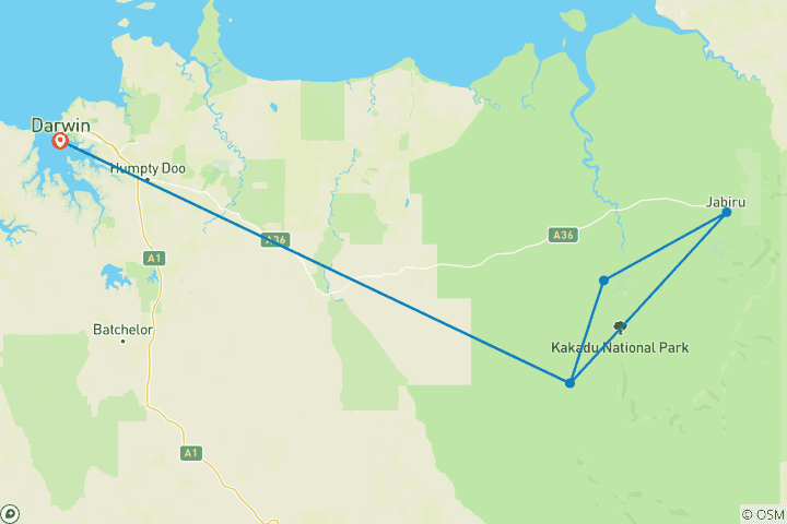 Carte du circuit Darwin & Kakadu Explorer (Glamping) - 2 jours
