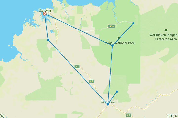 Carte du circuit Découverte de Kakadu, Katherine et Litchfield - 5 jours