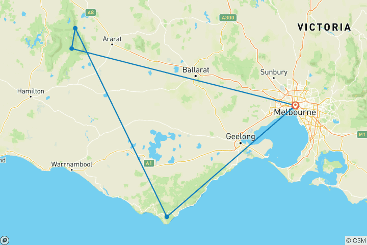 Carte du circuit Découverte de la Great Ocean Road et des Grampians - 2 jours