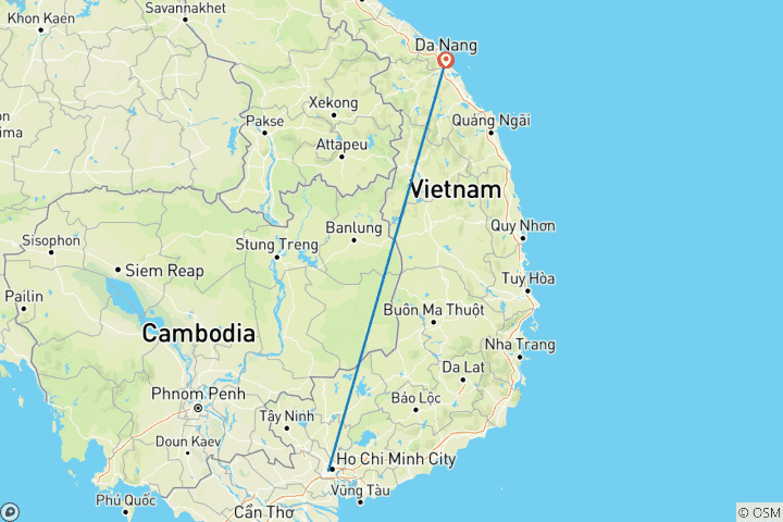 Carte du circuit Saigon & Danang Beach (Deluxe) 8 jours