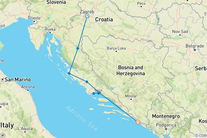 Carte du circuit Découvrez la Croatie