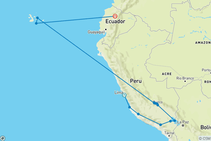 Map of Majestic Peru & Southern Galapagos Cruise (Grand Queen Beatriz)