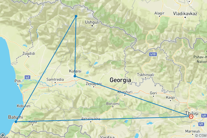 Carte du circuit Aventure en Géorgie