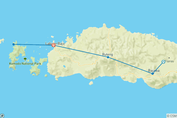 Carte du circuit Aventure à Komodo et Flores (from Flores to Labuan Bajo)