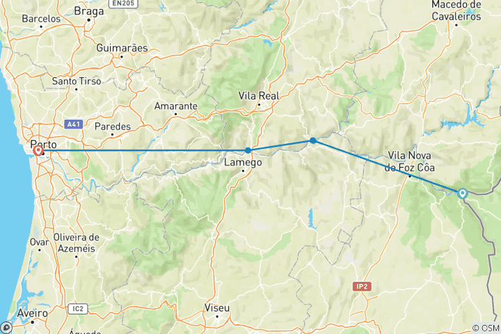 Carte du circuit VALLEE DU DUERO AVEC MADRID II Madrid-Vega de Terrón-Porto, 6 jours