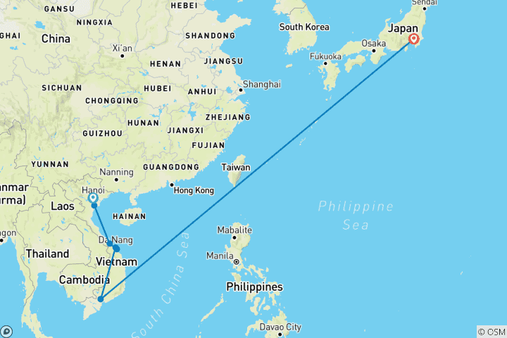Carte du circuit 2 for 1 Vietnam to Tokyo : Rice & Shine au pays des dragons