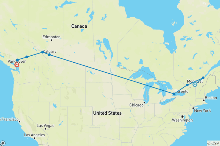 Karte von Kanadische Kontraste (14 Nachte)