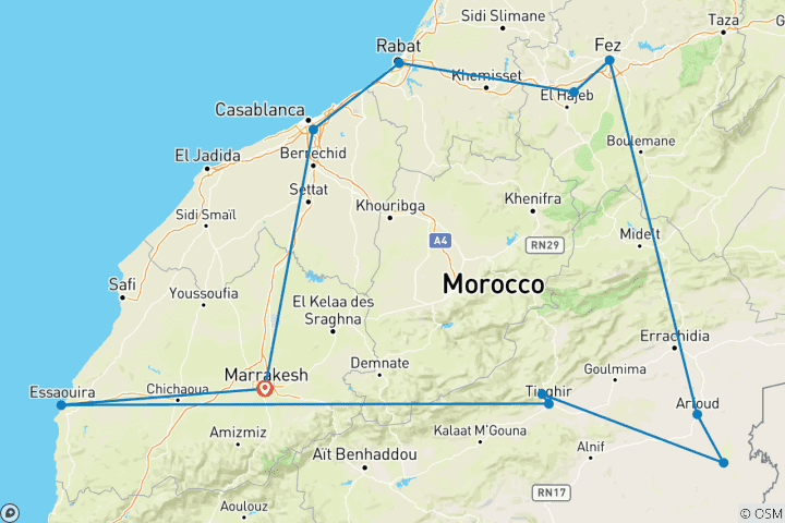 Carte du circuit Découvrez le Maroc