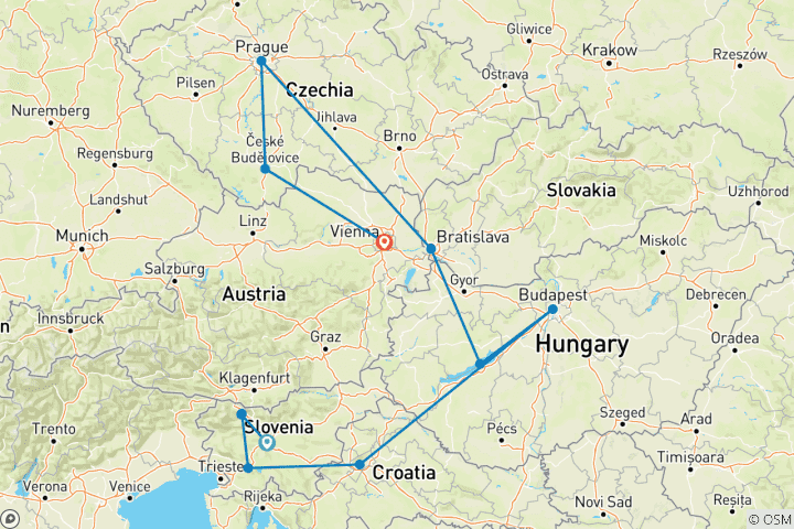 Carte du circuit Le Cercle impérial : Un voyage en petit groupe au cœur de l'Europe