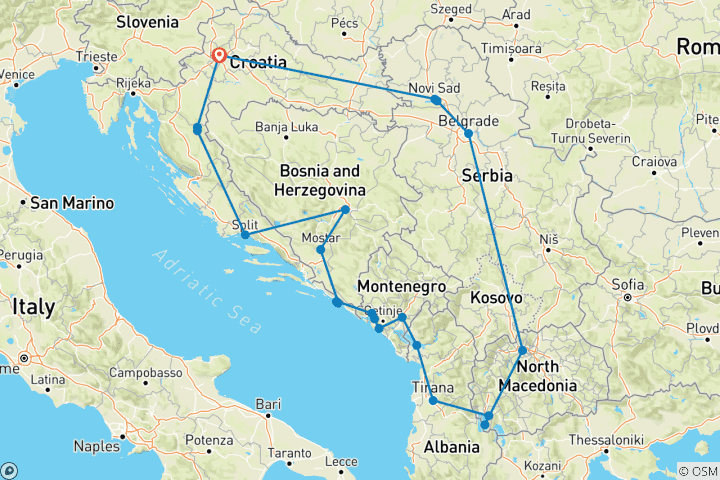 Carte du circuit Grande découverte des Balkans : Circuit en petit groupe