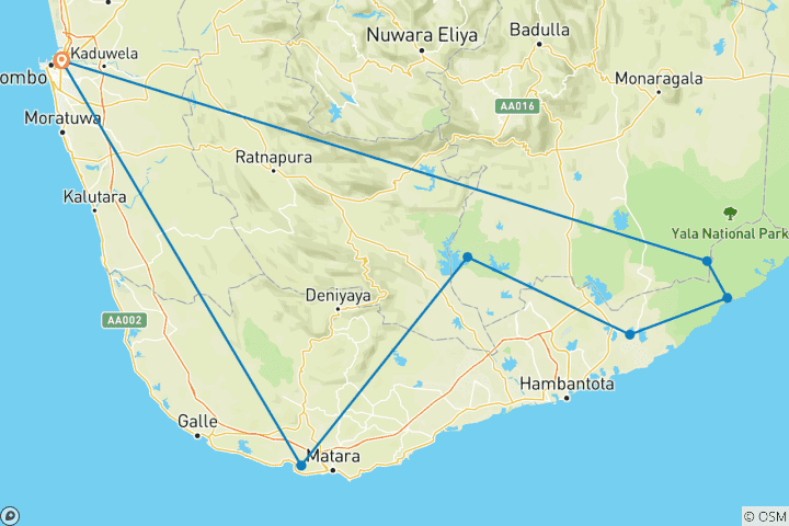 Map of ?  Yala Safari Excursion Tour