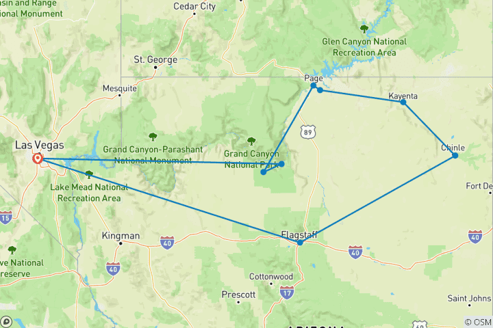 Map of Landscapes of the American Southwest - 7 days