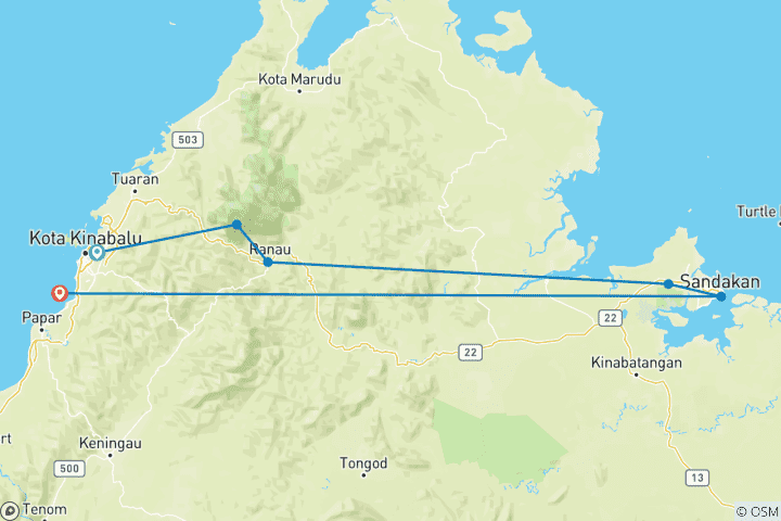 Map of Family Borneo Wildlife Adventure
