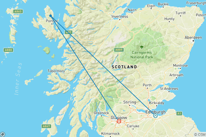 Carte du circuit Écosse Premium (from Édimbourg to Glasgow)