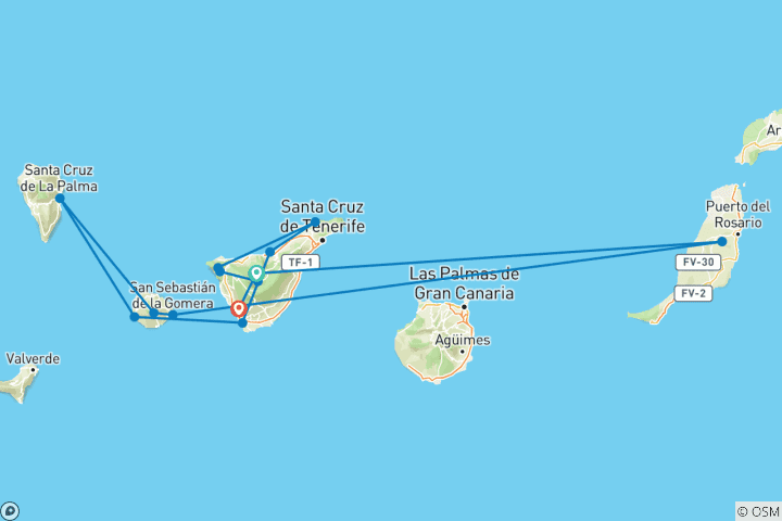 Map of Sail and Hike the Canary Islands