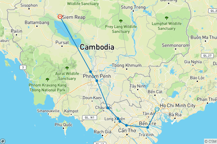 Carte du circuit Merveilles du Vietnam, du Cambodge et du Mékong 2026-2027|2027-2028