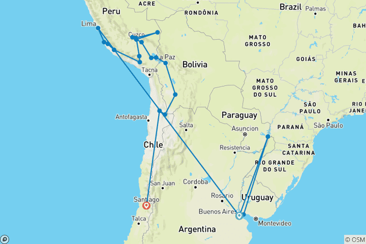 Carte du circuit Grand voyage en Amérique du Sud