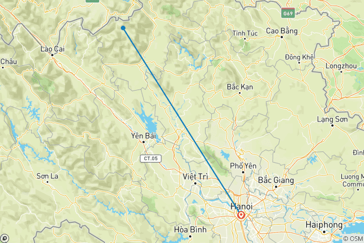 Kaart van Trektocht in Hoang Su Phi Vietnam in 3 dagen
