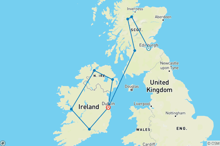 Carte du circuit Réunion Écosse et Irlande 35 à 45 (Réunion)