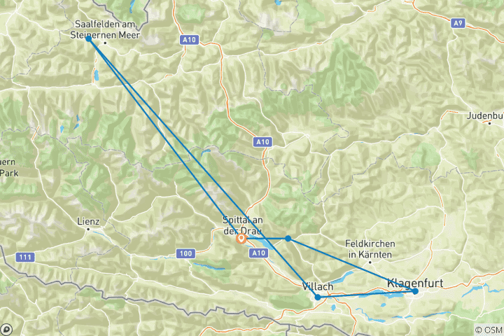 Mapa de Excursión a los Lagos de Carintia
