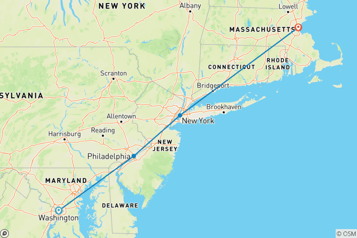 Map of Highlights of the East Coast by Train
