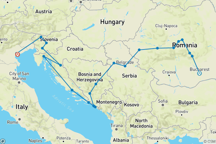 Map of Amazing Balkans (24 destinations)