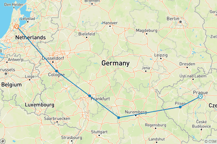 Carte du circuit L'Europe bien- aimée