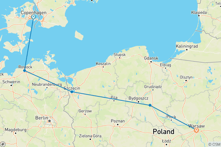 Carte du circuit Copenhague et Pologne