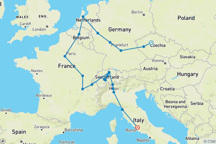 Carte du circuit Europe souhaitée