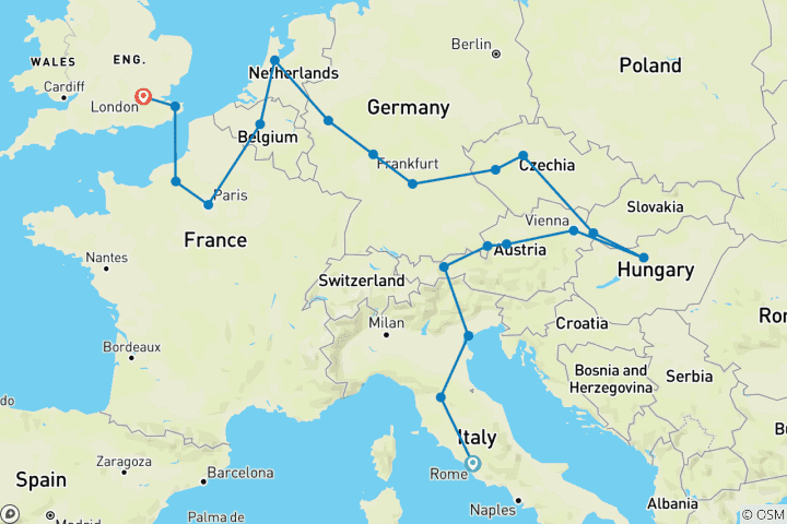 Carte du circuit Danse européenne (including Bruxelles)