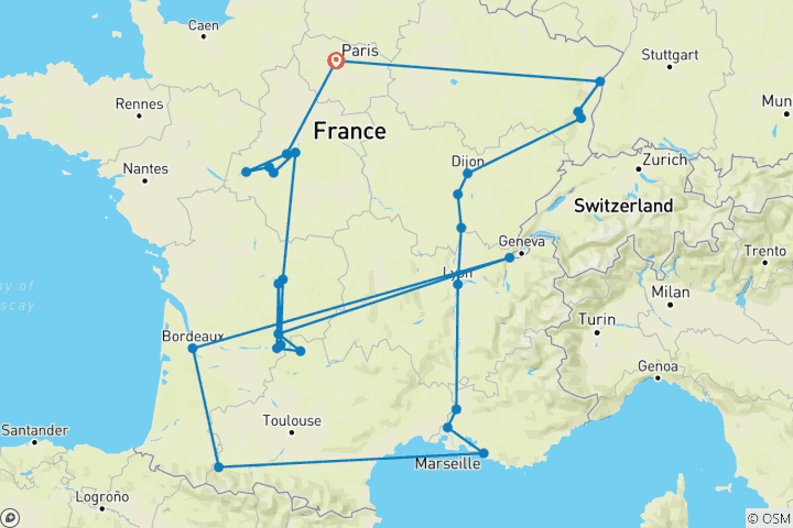 Map of Enchanted France (26 destinations)