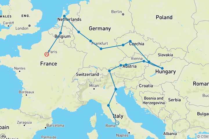 Carte du circuit Délices européens (including Bruxelles)