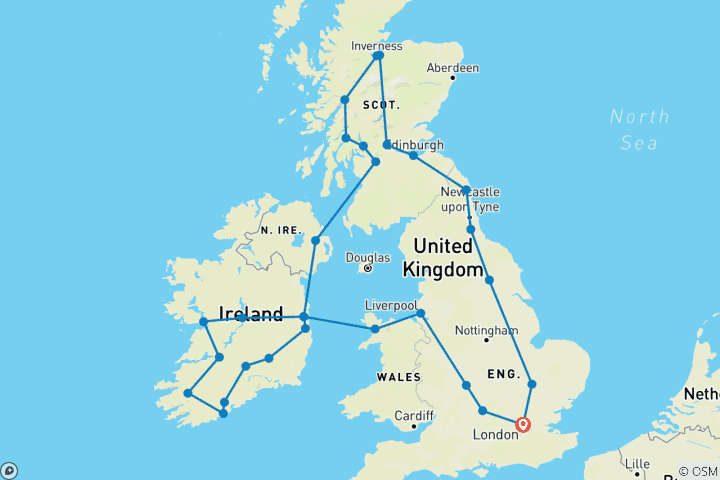Mapa de Amplia Reino Unido e Irlanda
