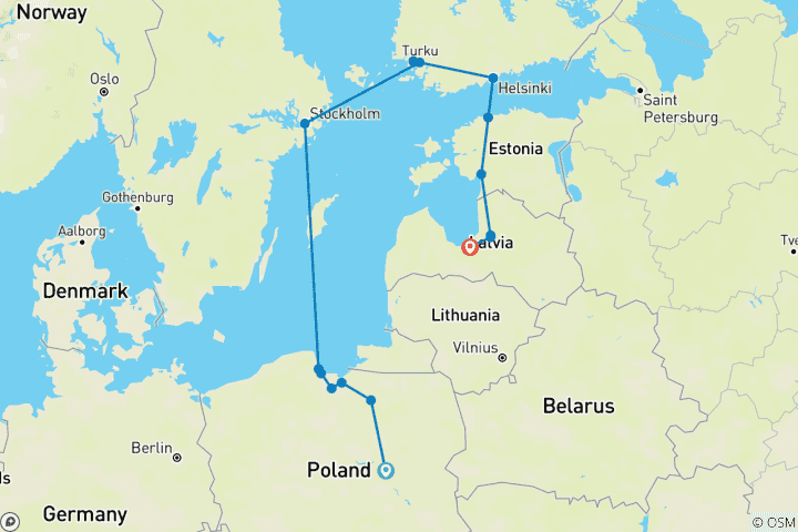 Carte du circuit Cap sur le Nord et Riga