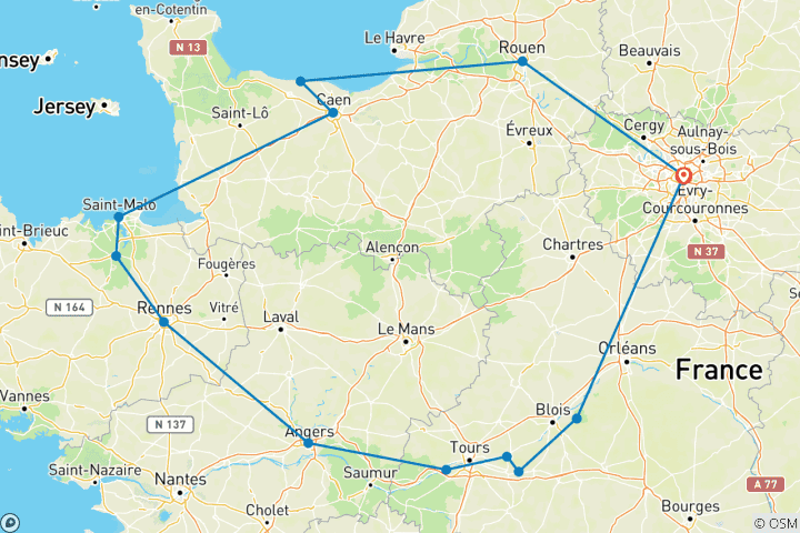 Map of France Mon Amour (13 destinations)