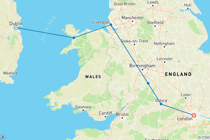 Kaart van Op verkenning in het Verenigd Koninkrijk & Dublin