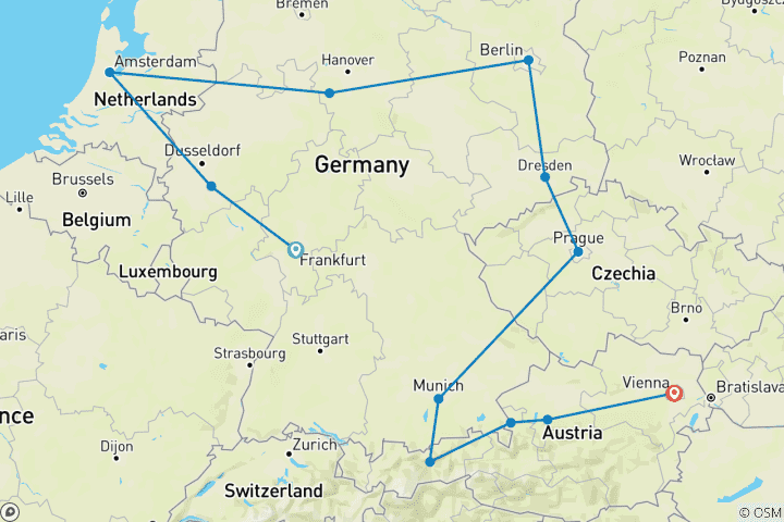 Map of From Frankfurt to Vienna