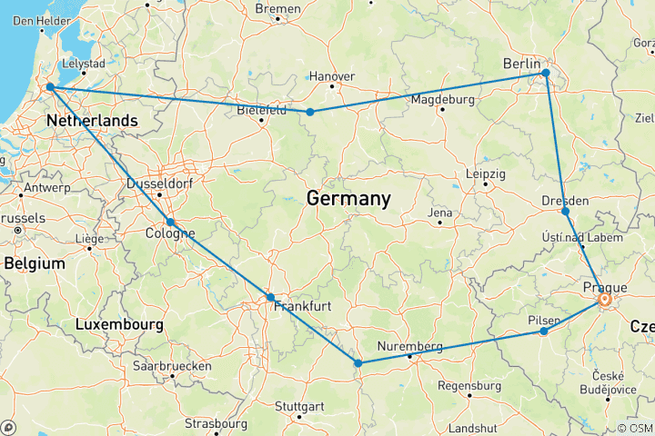 Map of Prague and Germany
