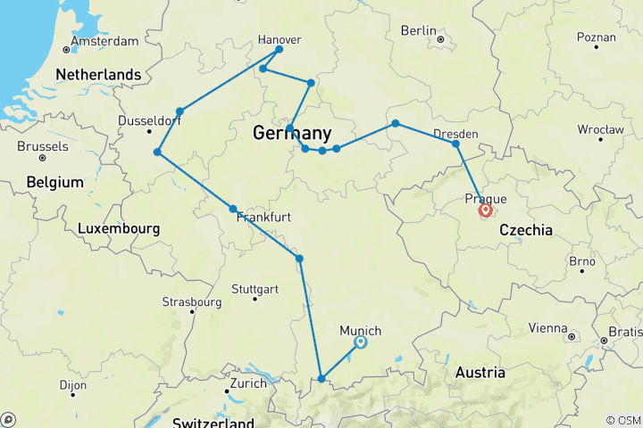 Map of From Bavaria to Prague (including Hamelin)