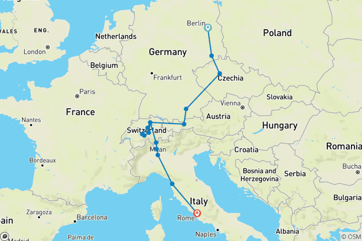 Map of From Berlin to Rome (16 destinations)