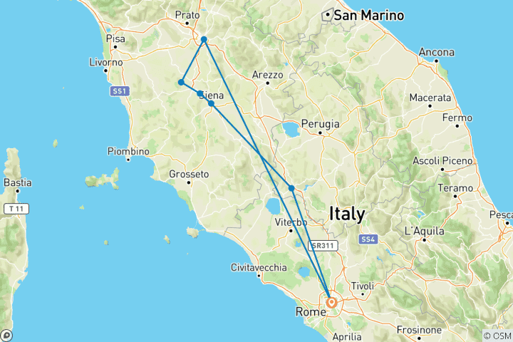 Carte du circuit Vacances romaines