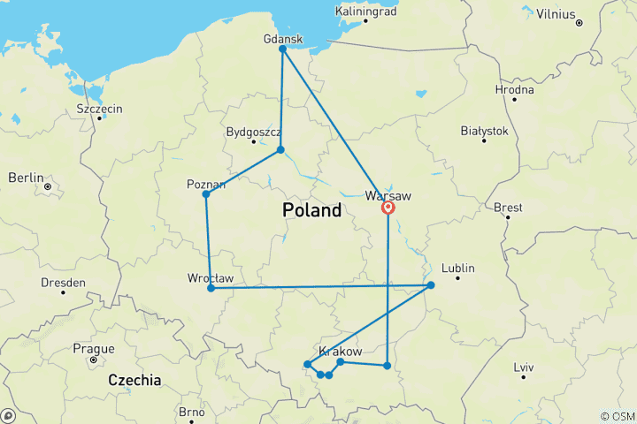 Carte du circuit Circuit complet des merveilles de la Pologne