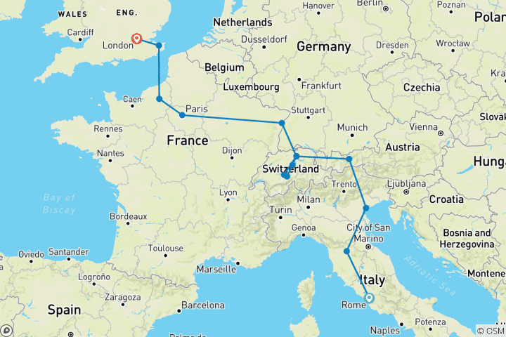 Map of Genuine Europe (14 destinations)