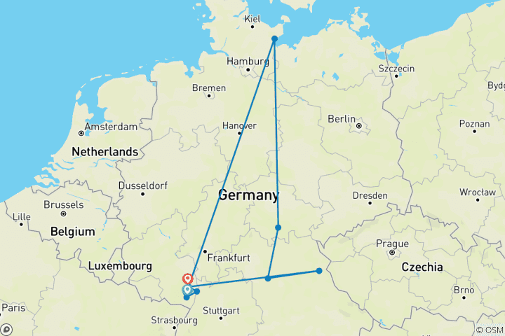 Carte du circuit L'étoile du vin du Palatinat